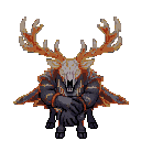 A pale, antlered hollow one with a dark cloak.