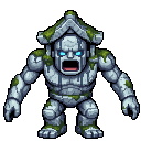 A cracked stone idol with weeping eyes and a lantern.