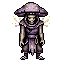 A violet-robed spore shaman under a wide mushroom hood.